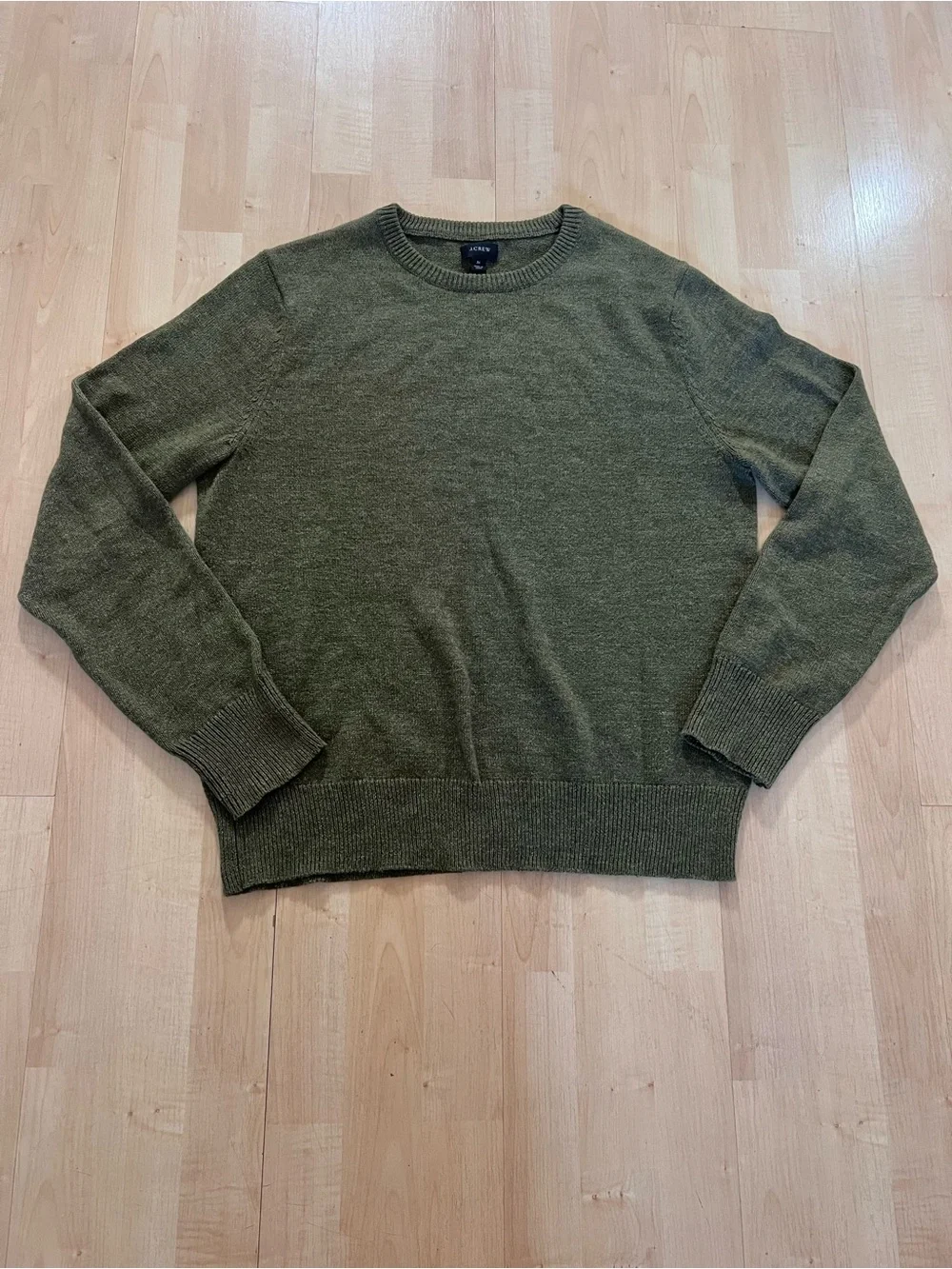 J.Crew Men's Olive Green Crewneck Sweater Size M Cotton Wool Blend Pullover